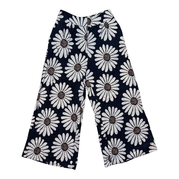 Farm Rio x Anthropologie Daisy Linen-Blend Wide-Leg Pants Black Sz S Retail $168 - Picture 4 of 11